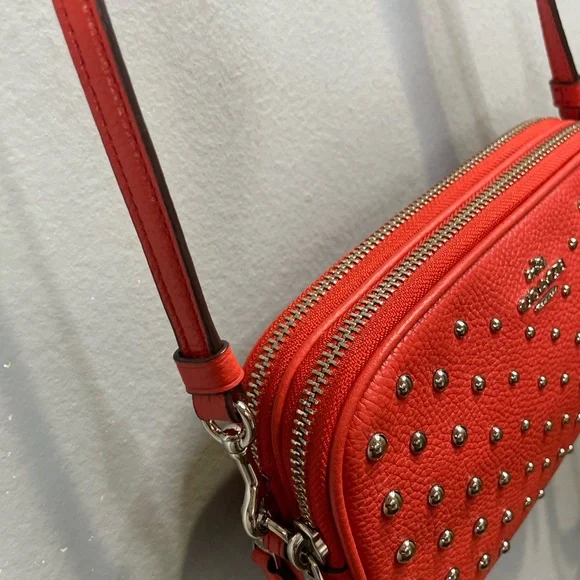 Coach Red Studded Crossbody Bag - Picture 5 of 10